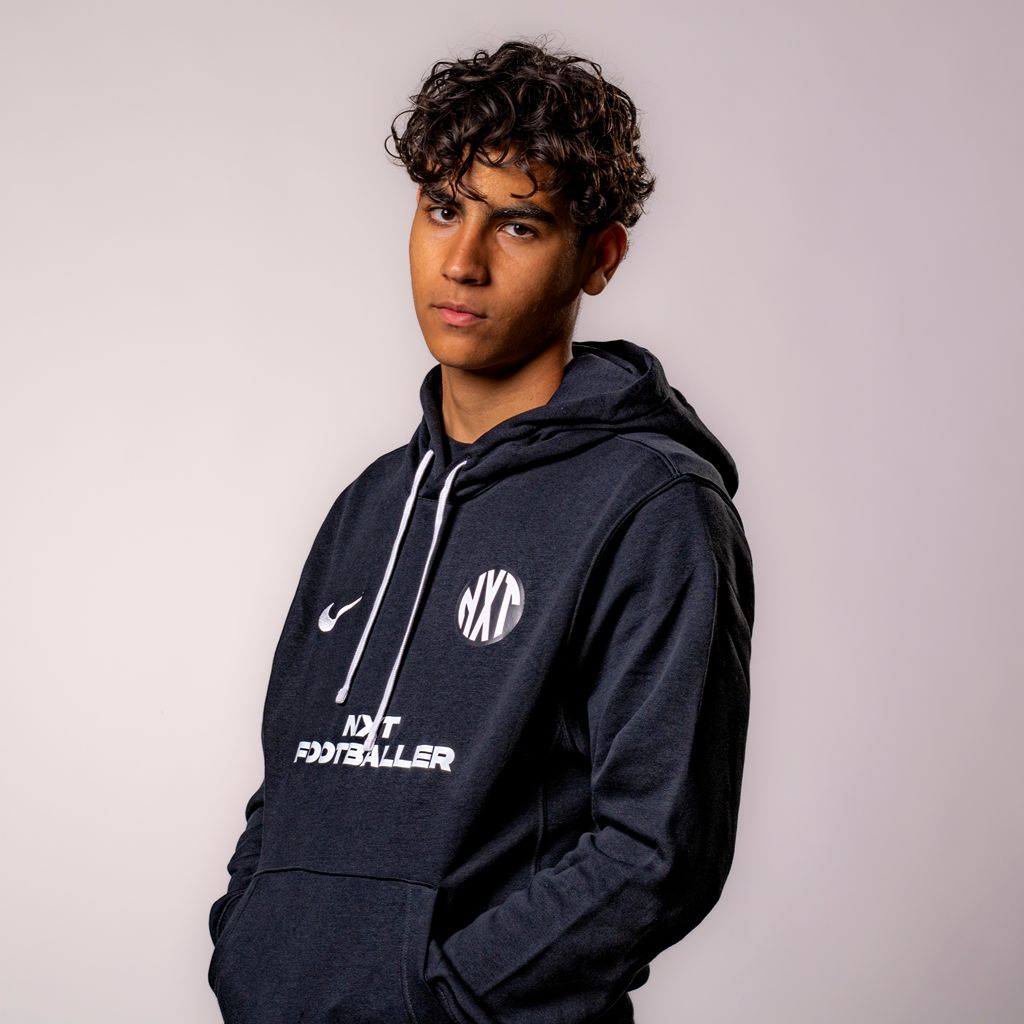NXT footballer in hoodie